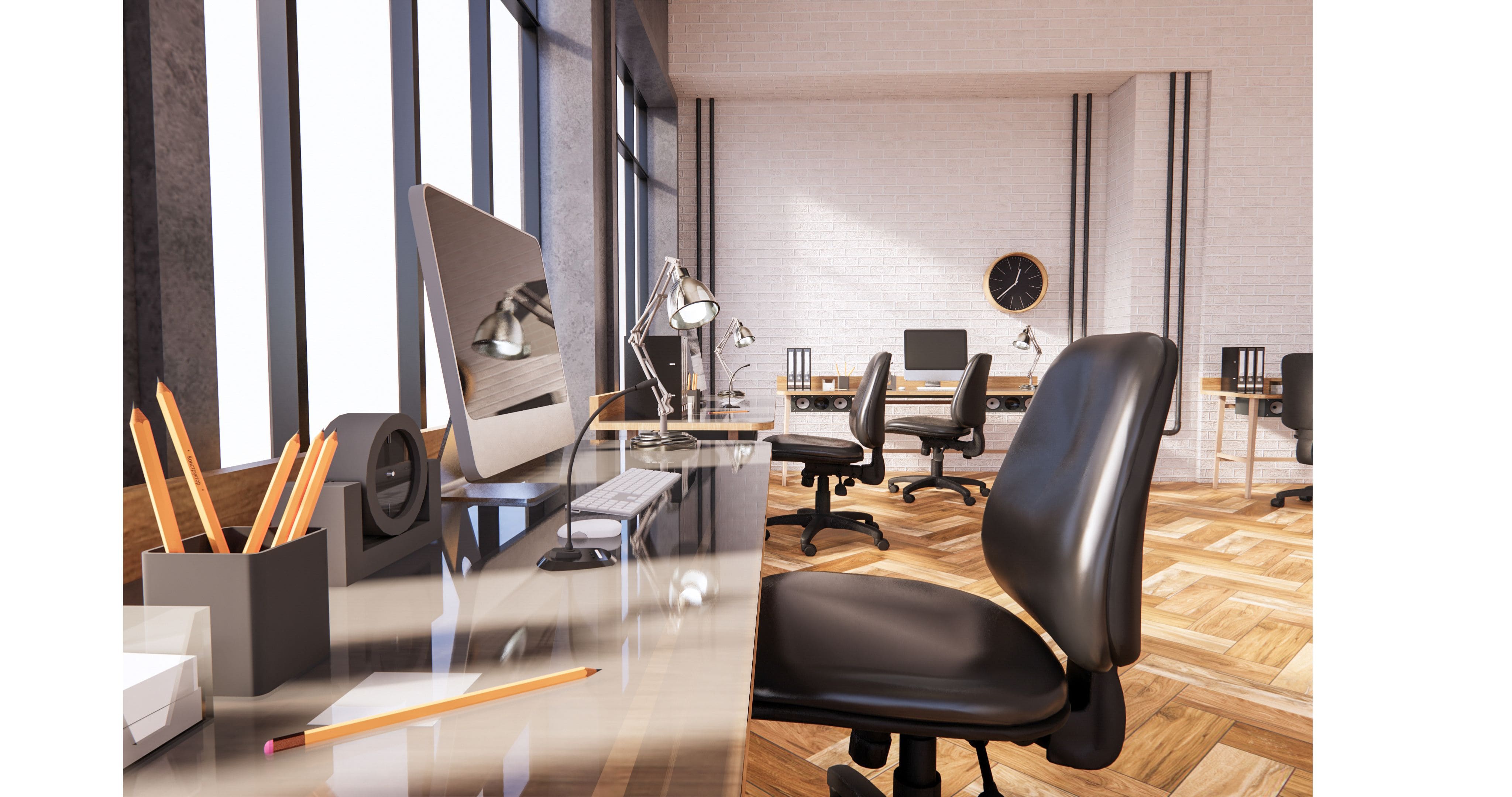 A clean office that has been professionally cleaned by a commercial officer cleaner to help boost productivity.