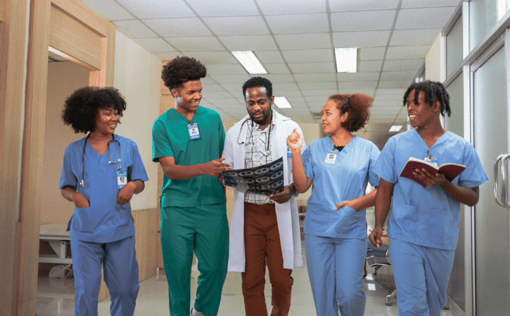 Temporary healthcare staff working in a hospital after they saw the benefits in hiring agency staff