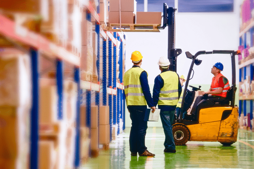Temporary warehouse staff at work after warehouse used staffing provider 