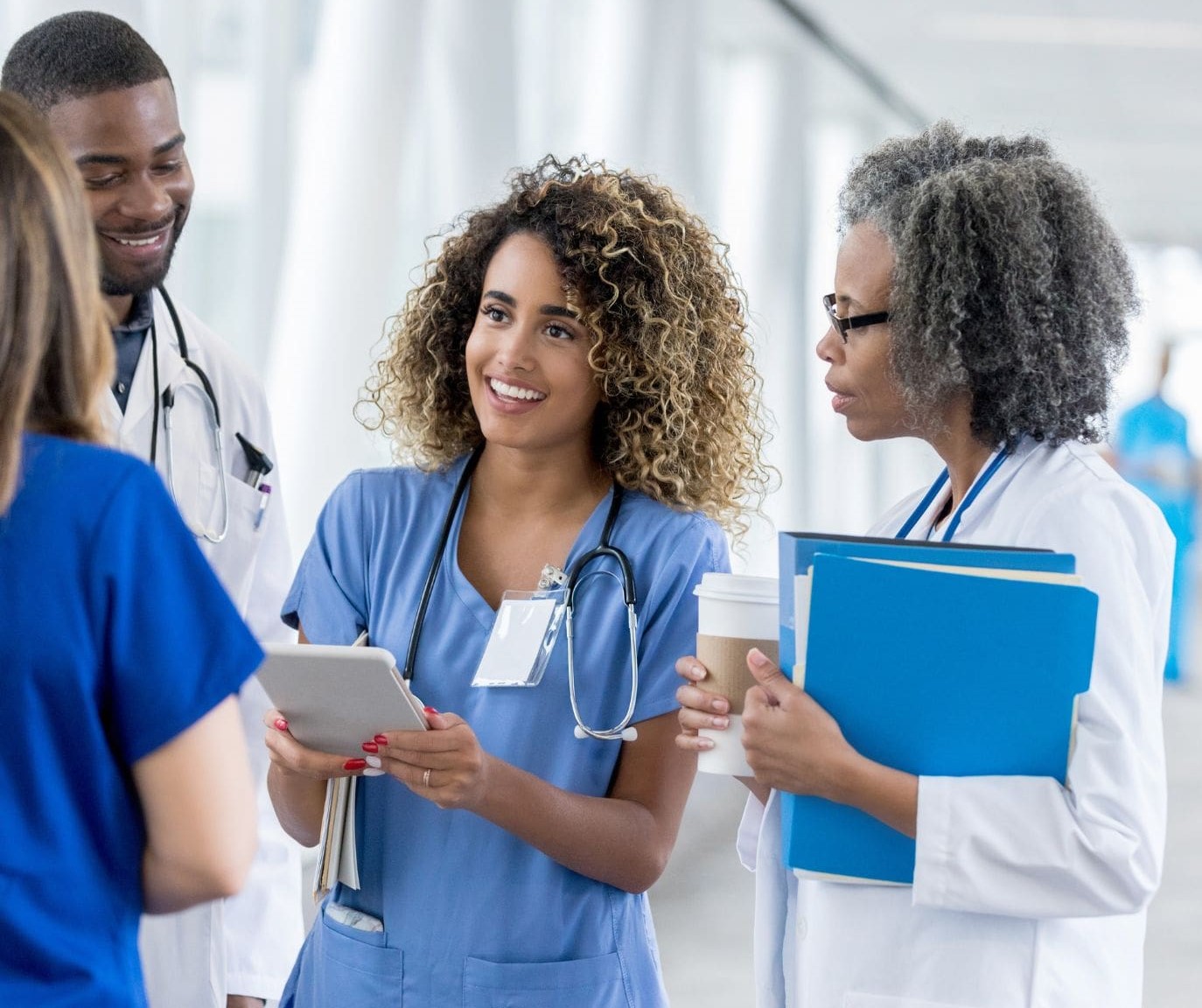  A group of healthcare professionals needing healthcare staffing solutions for support. 