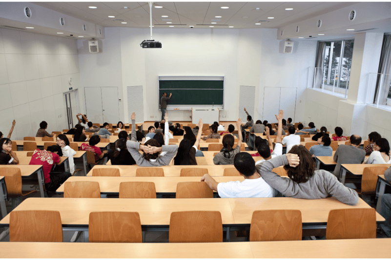 A university lecture hall that would need cleaning by an outsourced university cleaner.