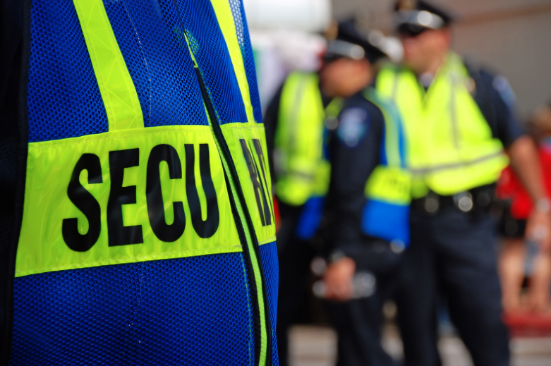 Several security personnel ready to react to an escalated security incident